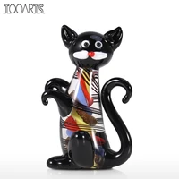 black kitten mini cat figurine glass animal statue ornament glass valentines day gift home decoration accessories feng shui