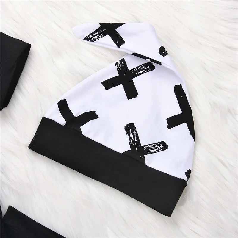 Newborn Baby Cool Handsome Boys Cotton Top Letter Romper+Long Pants Leggings+Hat 3Pcs Outfits Clothes Summer Soft Clothing 0-24M |