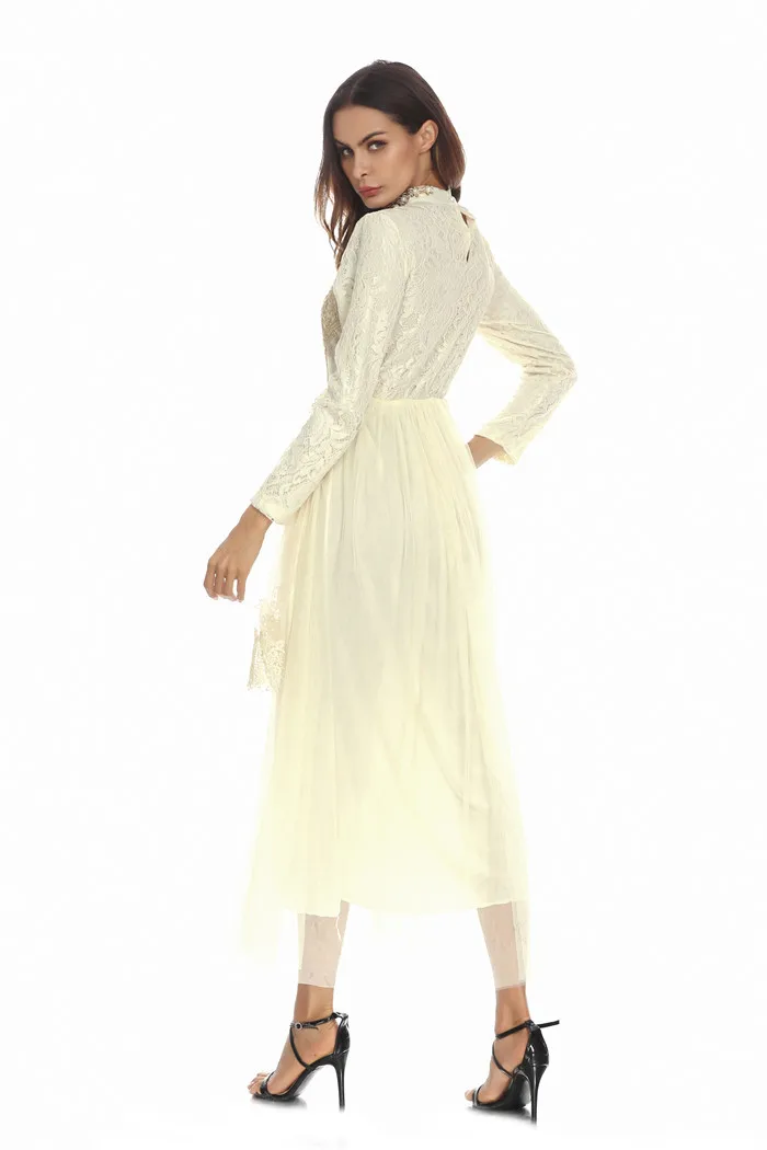 Мусульманское платье Abaya элегантный кружевной Халат средней длины Jubah Ramadan