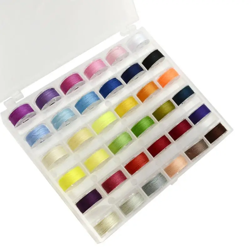36 шт. Coloful сетки ясно с Case Craft катушки бобины нитки швейная машина комплект|Нитки