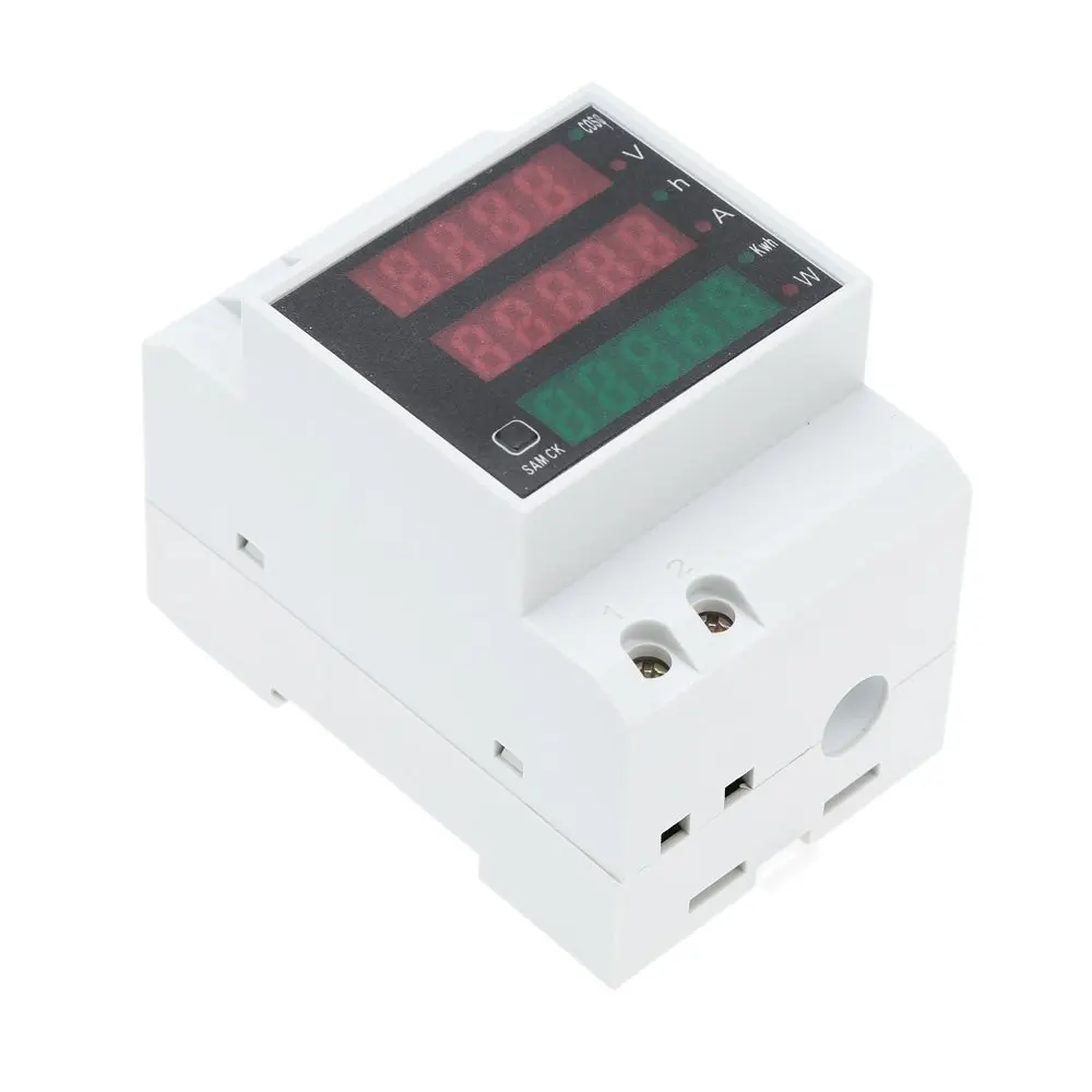 100A AC80 - 300V digital multifunctional DIN Rail Voltage Meter Voltmeter White Power Factor | Инструменты