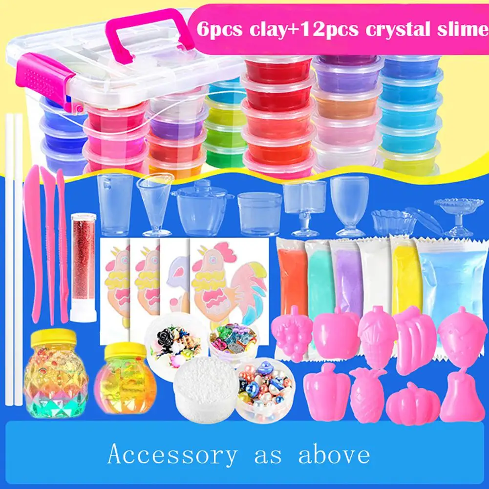 Креативная легкая глина 12 цветов пушистая слизь игрушка Кристалл грязи набор