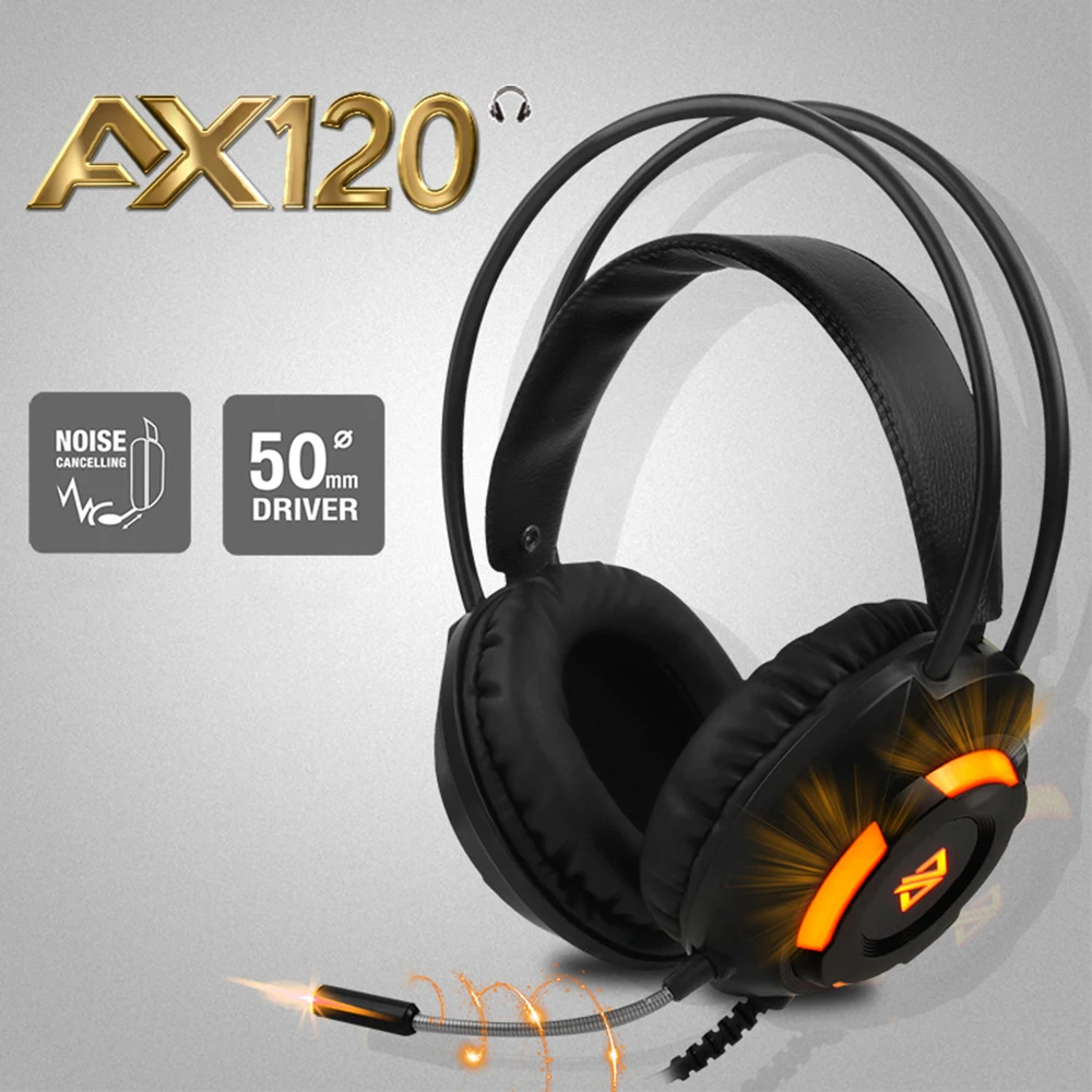 Светящиеся наушники Ajazz AX120 аудиоразъем 3 5 мм USB разъем 50 объемный бас музыка для