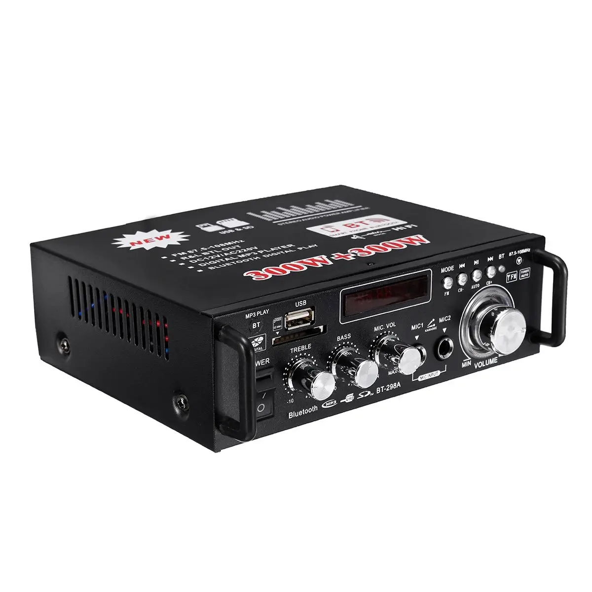 600 Вт DC12V HIFI автомобильный усилитель аудио стерео мощности bluetooth FM радио 2CH 220 В
