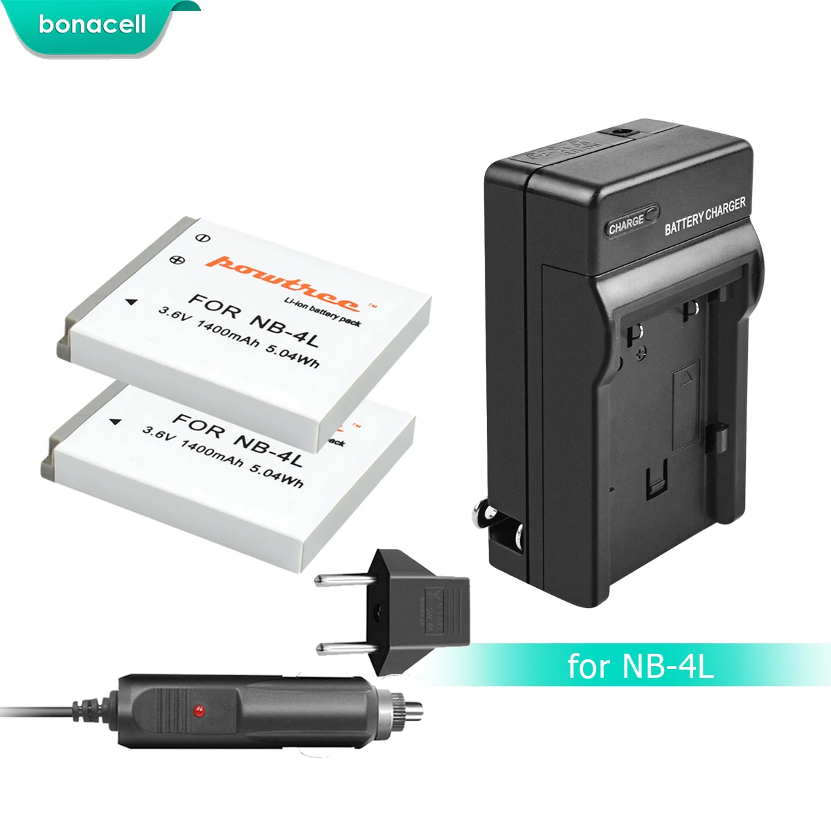 Аккумулятор и зарядное устройство Bonacell на 1400 мАч для Canon IXUS 30 40 50 55 60 65 80 100 PowerShot SD1000