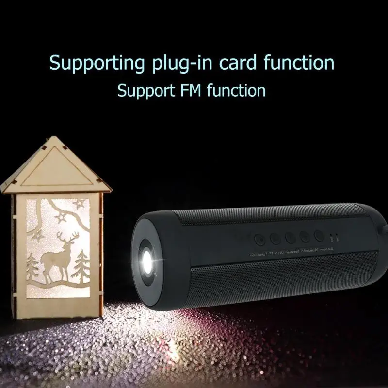 Bluetooth Колонка T2 с фонариком беспроводной уличный водонепроницаемый сабвуфер FM