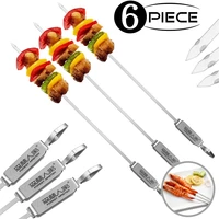 barbecue skewers13 stainless steel bbq kabob sticksheat resistant barbecue stick grilling cooking sticks with removal slider