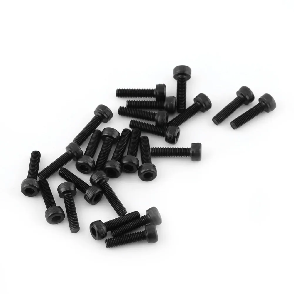 24Pcs/Lot M3 Fully Threaded Hex Socket Screws Cap Head Bolt Screw Set Fastener Repair Tool Accessory Black | Обустройство дома