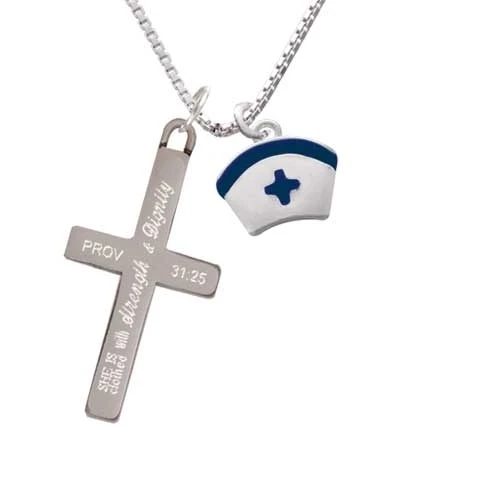 Nurse Hat with Blue Cross - Strength and Dignity Necklace |