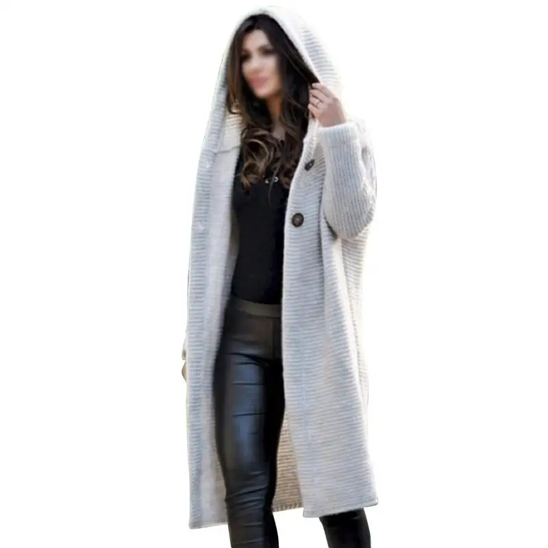 Long Cardigan With Cap Coat Sweater Green Yellow Gray Beige Comfortable Intercolor Design Simple Generous Perfect Version | Женская