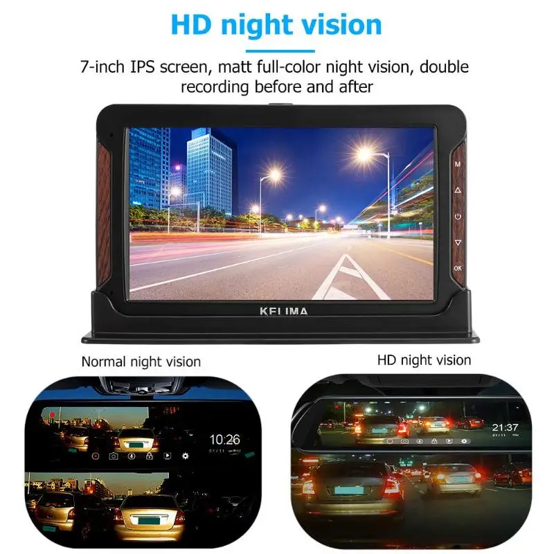 KELIMA HP 988T 7 дюймовая Автомобильная DVR камера с двумя объективами ночного