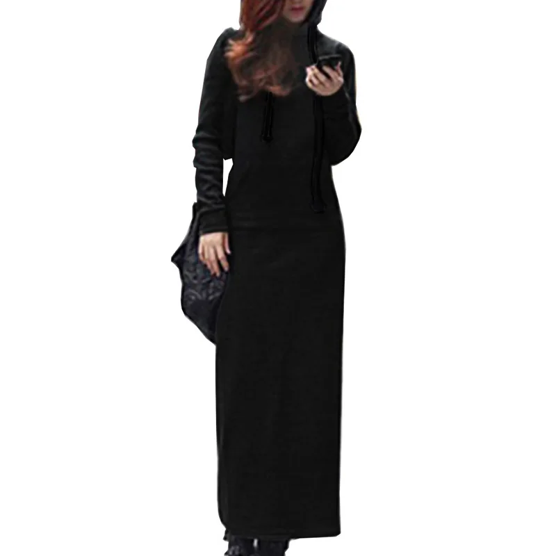 Женское платье свитер с капюшоном платья длинным рукавом пуловер Приталенный