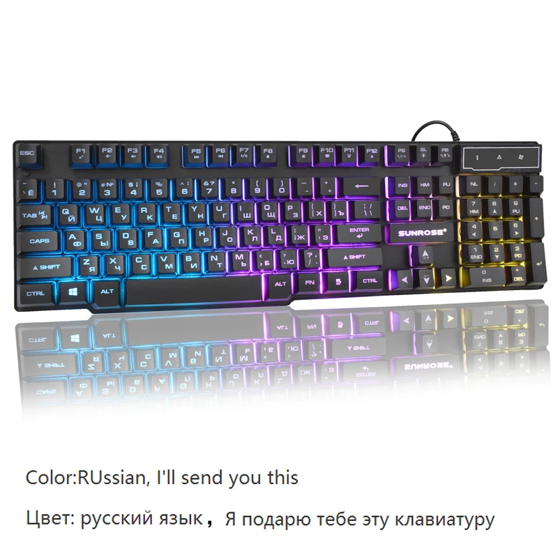 Игровая клавиатура с русской подсветкой компьютерная мышь игровая меховая Led