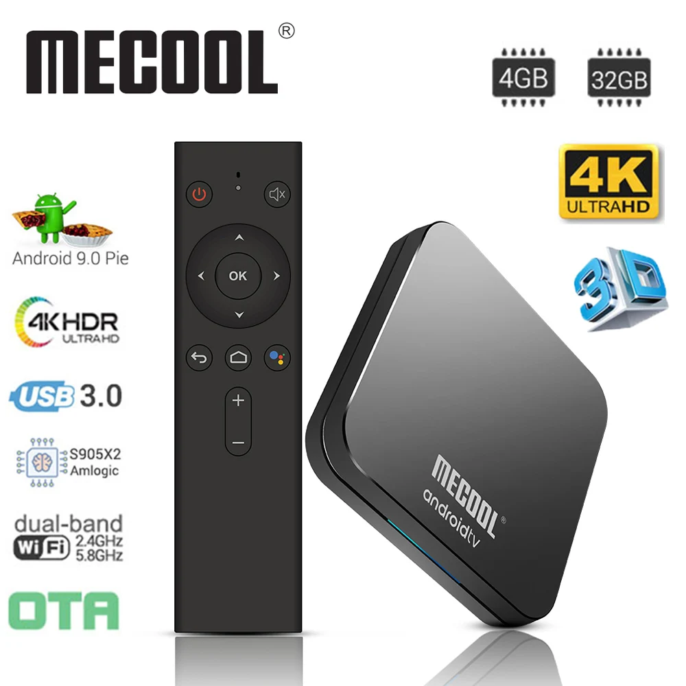 MECOOL KM9 Pro Smart Android 9 0 ТВ Box Amlogic S905X2 4 Гб + 32 к HD медиа плеер 2 г/5G двухъядерный процессор