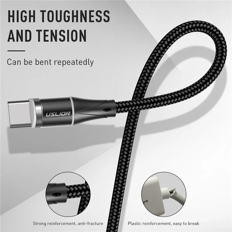 USLION Micro USB кабель магнитное зарядное устройство для iPhone X 8 7 Type C Быстрая зарядка