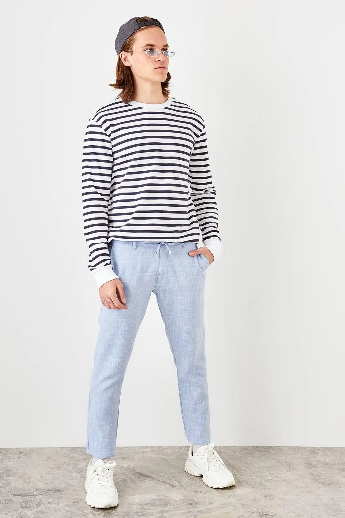 Trendyol новые синие мужские льняные брюки TMNSS19RS0044 | Женская одежда