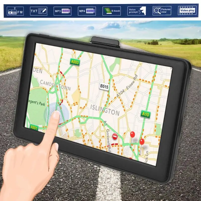 Портативный 7 дюймовый HD Автомобильный GPS навигатор емкостный экран FM 8 ГБ
