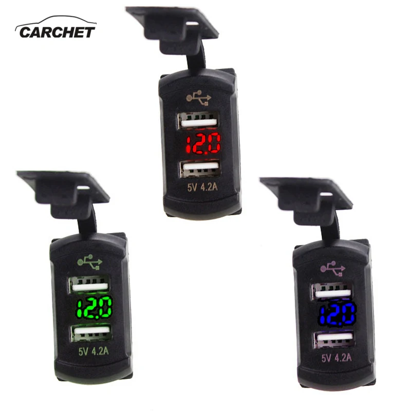 CARCHET 5V 4.2A автомобильный мотоциклетный прикуриватель двойной USB разветвитель