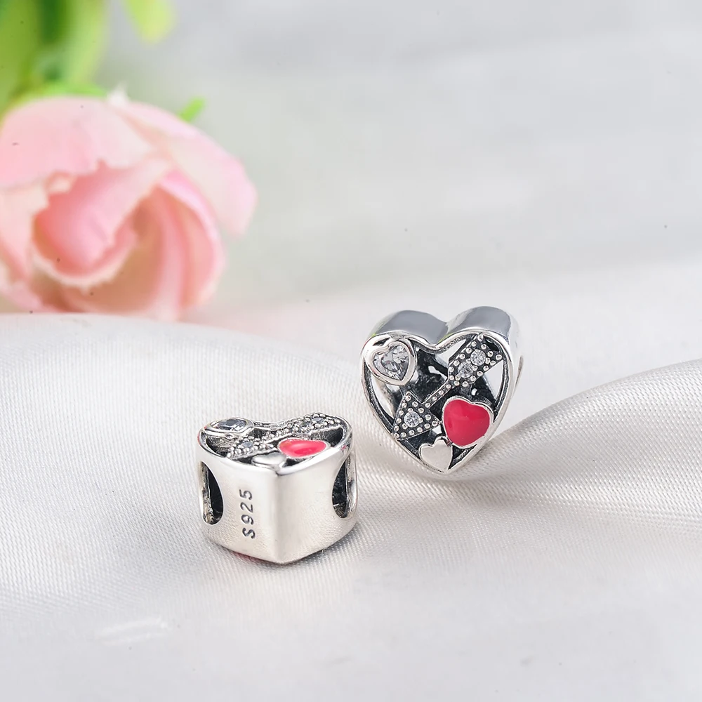 Devolove 100% Серебряный в форме сердца Шарм бусины подходят оригинальный Pandora