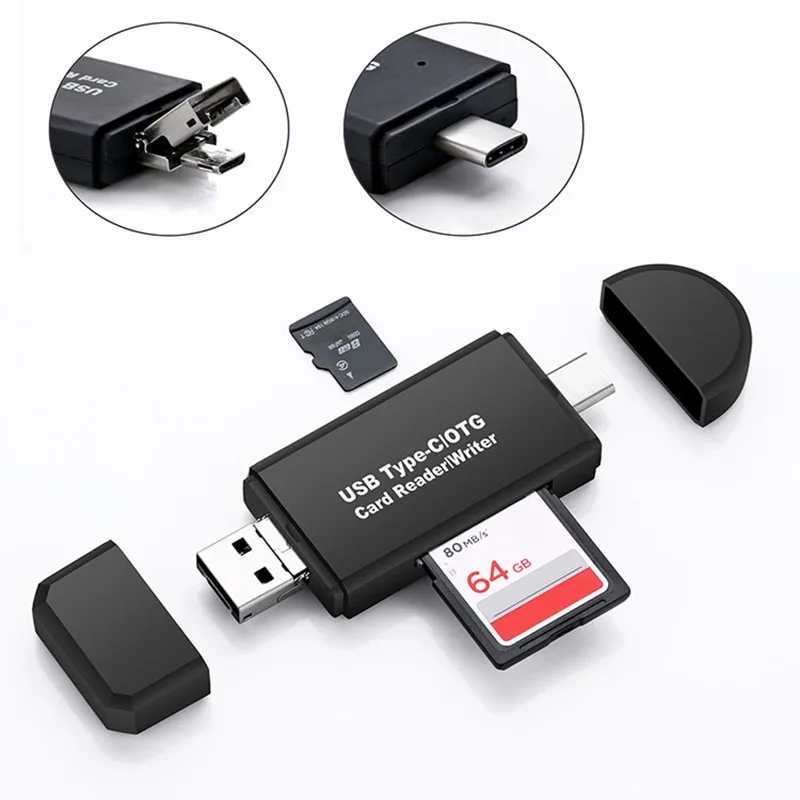 OTG кардридер 3-в-1 с разъемами типа C Micro USB и высокоскоростной 2 0 адаптер TF/SD для Android