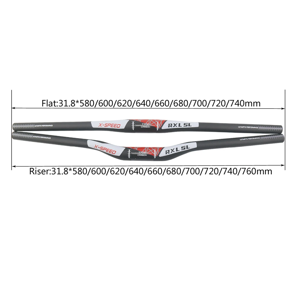 RXL SL велосипед 31,8 руль из углеродного волокна, Mtb горизонтальный/один-образный руль труба из углеродистого волокна 3K Матовая красная обувь на плоской подошве/подъемная арматура, 680/700/720/740 матового углеродного волокна МТБ, руль
