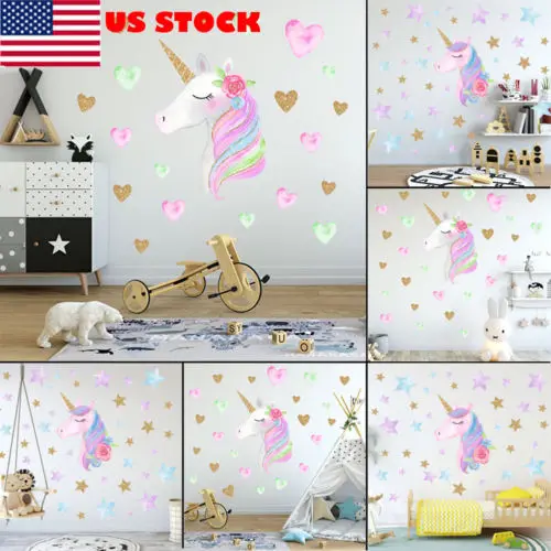 US Fantasy Единорог звезды Настенная Наклейка виниловая наклейка на стену Детская