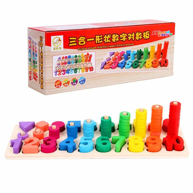 игрушки Детская деревянная материалы montessori учиться считать номера