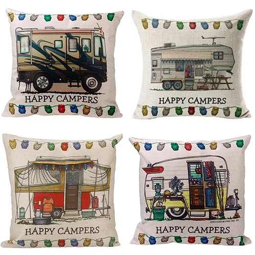 Туристический автомобиль Сова квадрат Happy Camper наволочка для подушки пледы дома