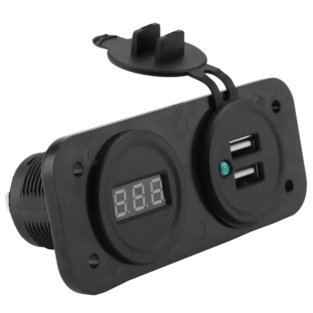 Топ цифровой автомобильный жидкокристаллический вольтметр USB двойной порт