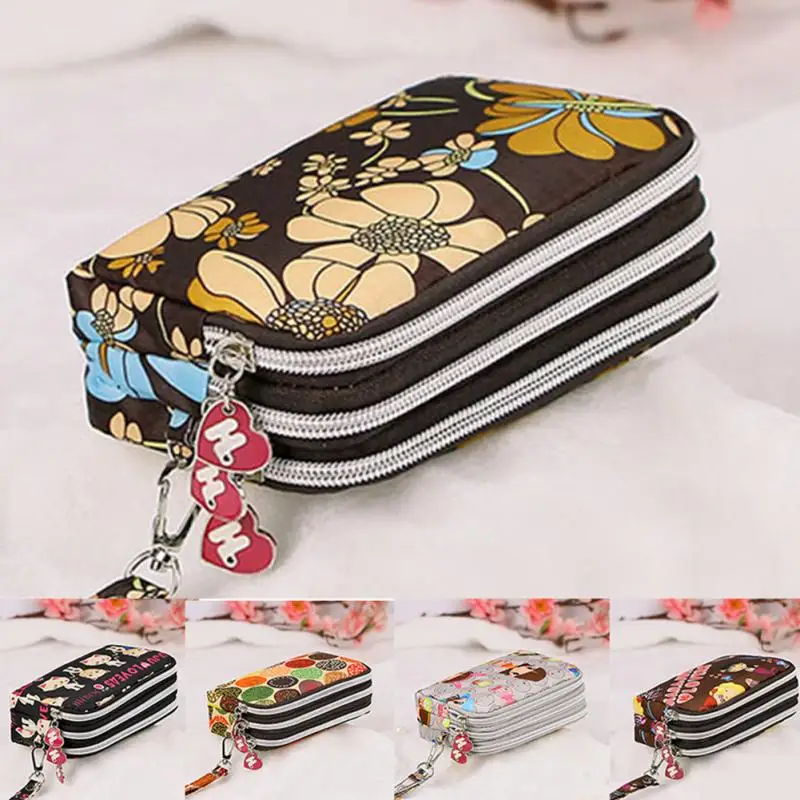 С цветочным принтом из 3 слоев бумажник с застежкой молнией Для женщин портмоне