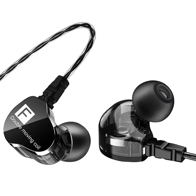 Проводные наушники Bass Heavy Dual Driver стерео Hifi спортивные музыкальные с микрофоном