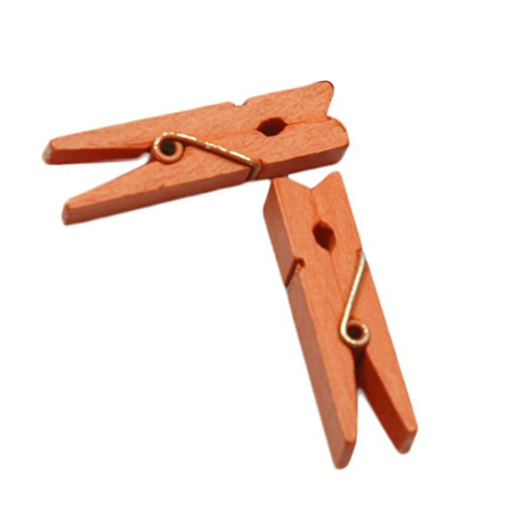 CNIM Hot 100X Multicolored Wooden Clips Brackets Clothespins Decorative Wood Photo Paper Peg | Дом и сад