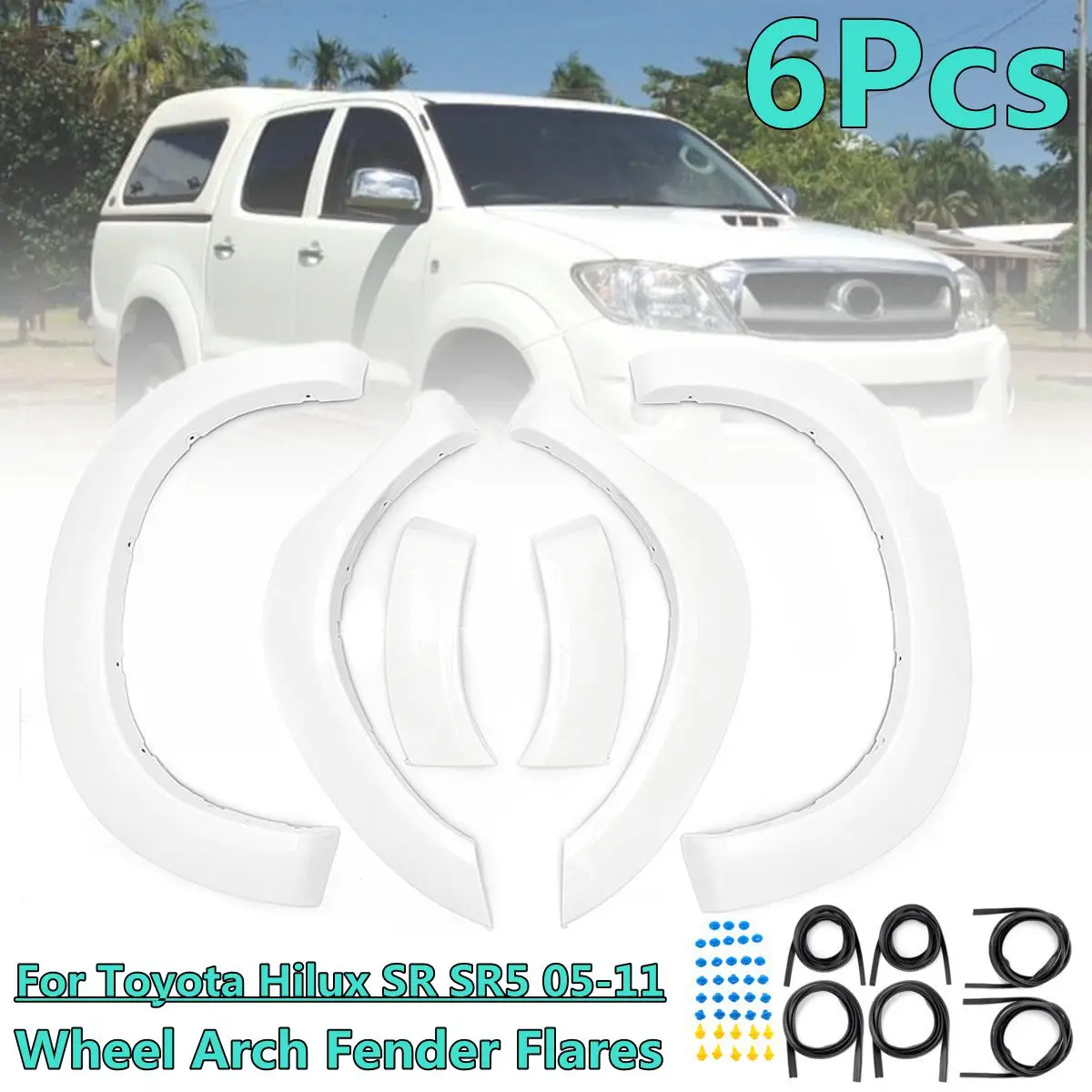 Для Toyota Hilux SR SR5 2005 06 07 08 09 10 2011 6 шт. автомобильные накладки на крылья свод колесо