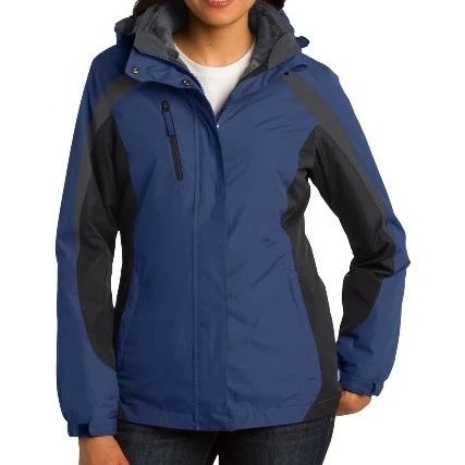 Port Authority L321 Женская цветная куртка 3 в 1 Admiral Blue Black &amp Magnet Grey-Small | одежда