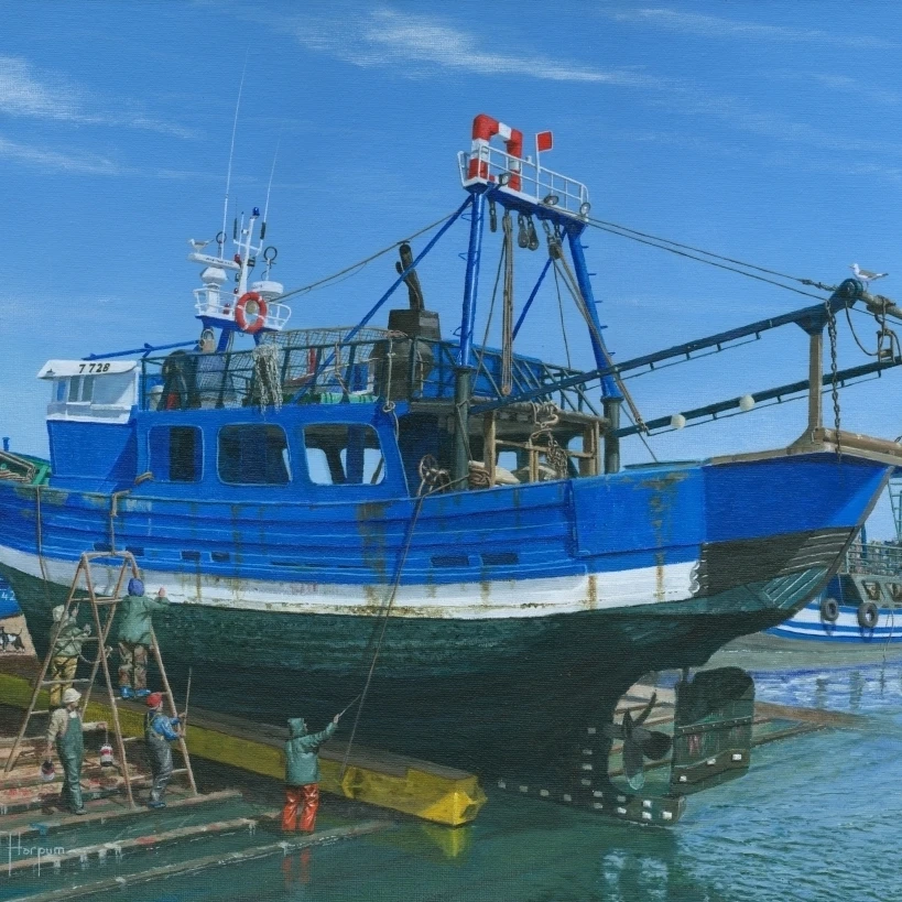 Рыбалка лодка ремонт Essaouira Марокко плакат печать Рихарда харпума (20x16)|Таблички и