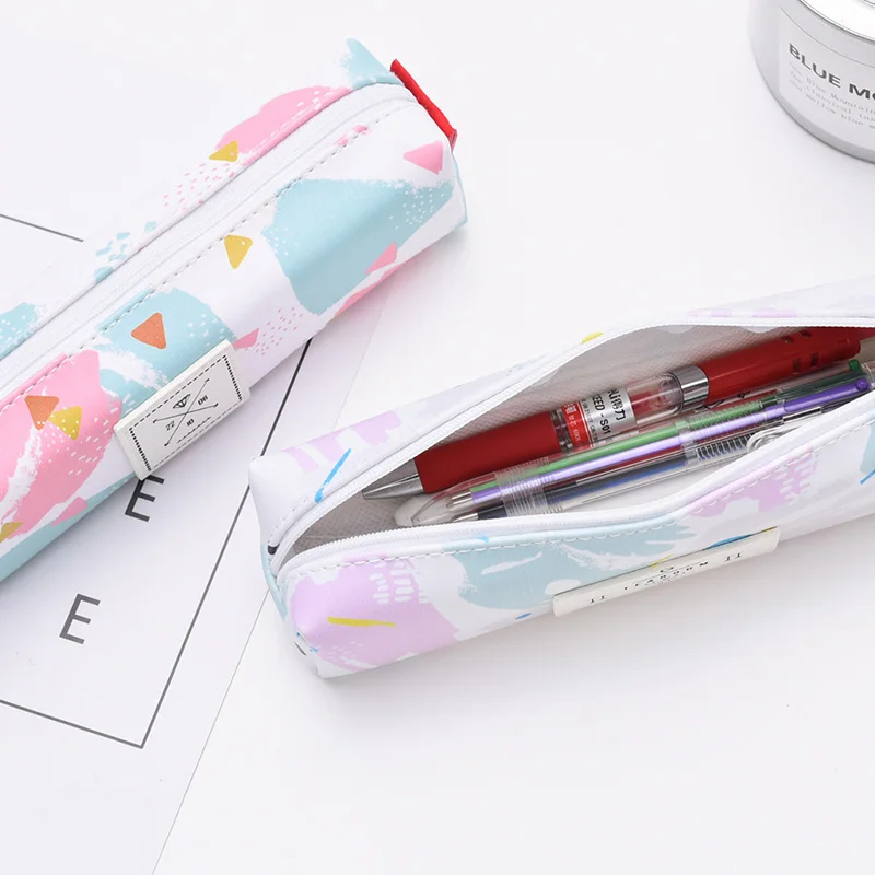 Акварельный карандаш случае кавайный конфетный цвет угол Pencilcase Милый Холст