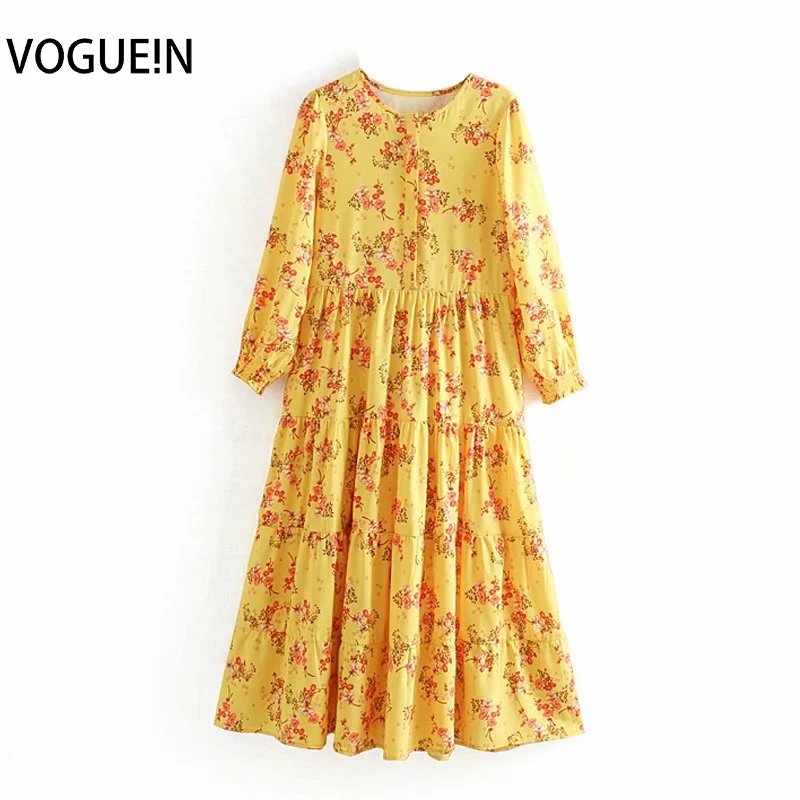 VOGUEIN новые женские летние повседневные с круглым вырезом цветочный принт 3/4 рукав