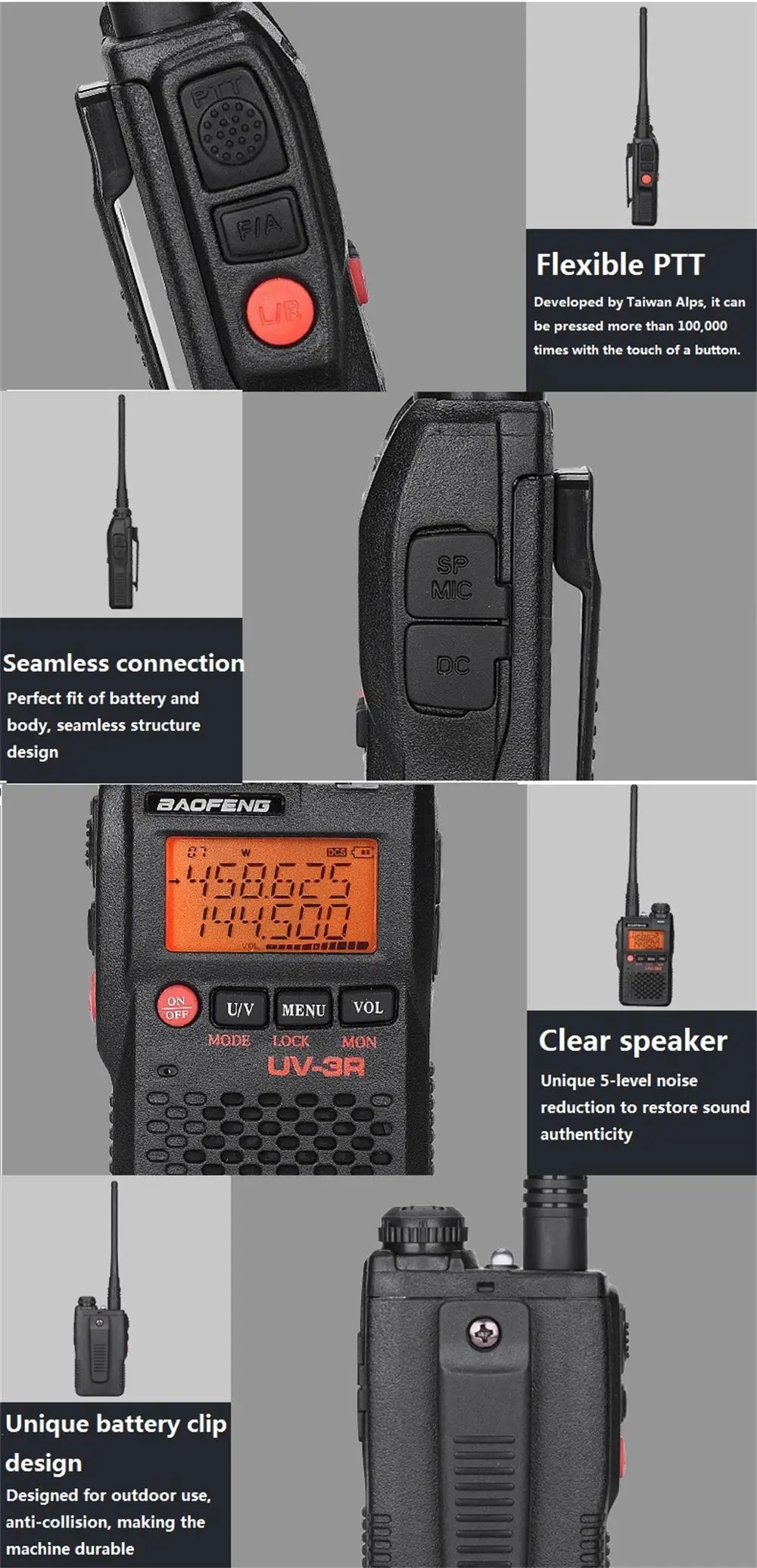UV 3R Walkie Talkie двухдиапазонный УКВ CB радио FM Портативный автомобиль мобильной