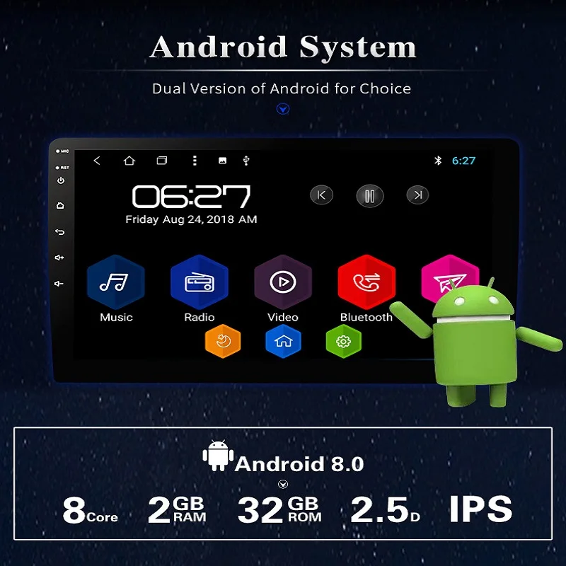 Восьмиядерный 1024*600 Android 8 1 автомобильный DVD GPS навигационный плеер Deckless стерео для