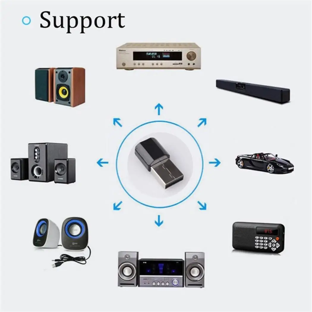 Общие беспроводной USB Bluetooth музыка стерео аудиоприемник адаптер низкой энергии