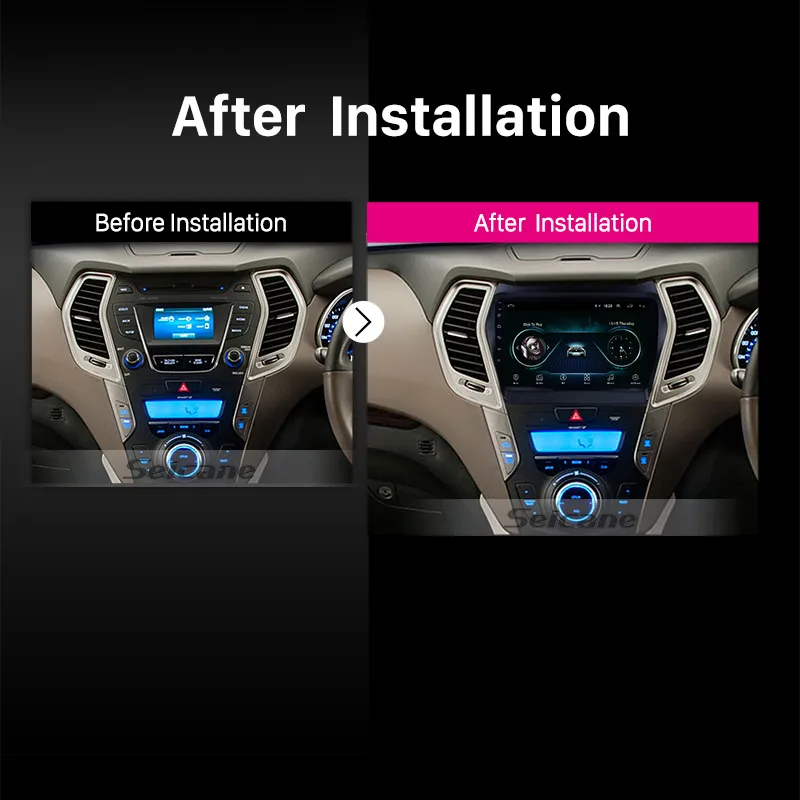 Seicane 2Din Android 9. 0 9 дюймов автомобильное радио для 8 1 2013 2014 Hyundai IX45 SantaFe стерео