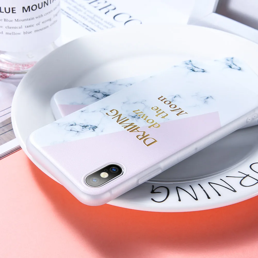 Чехол для телефона KISSCASE iPhone X XS MAX XR мраморные простроченные текстовые мягкие