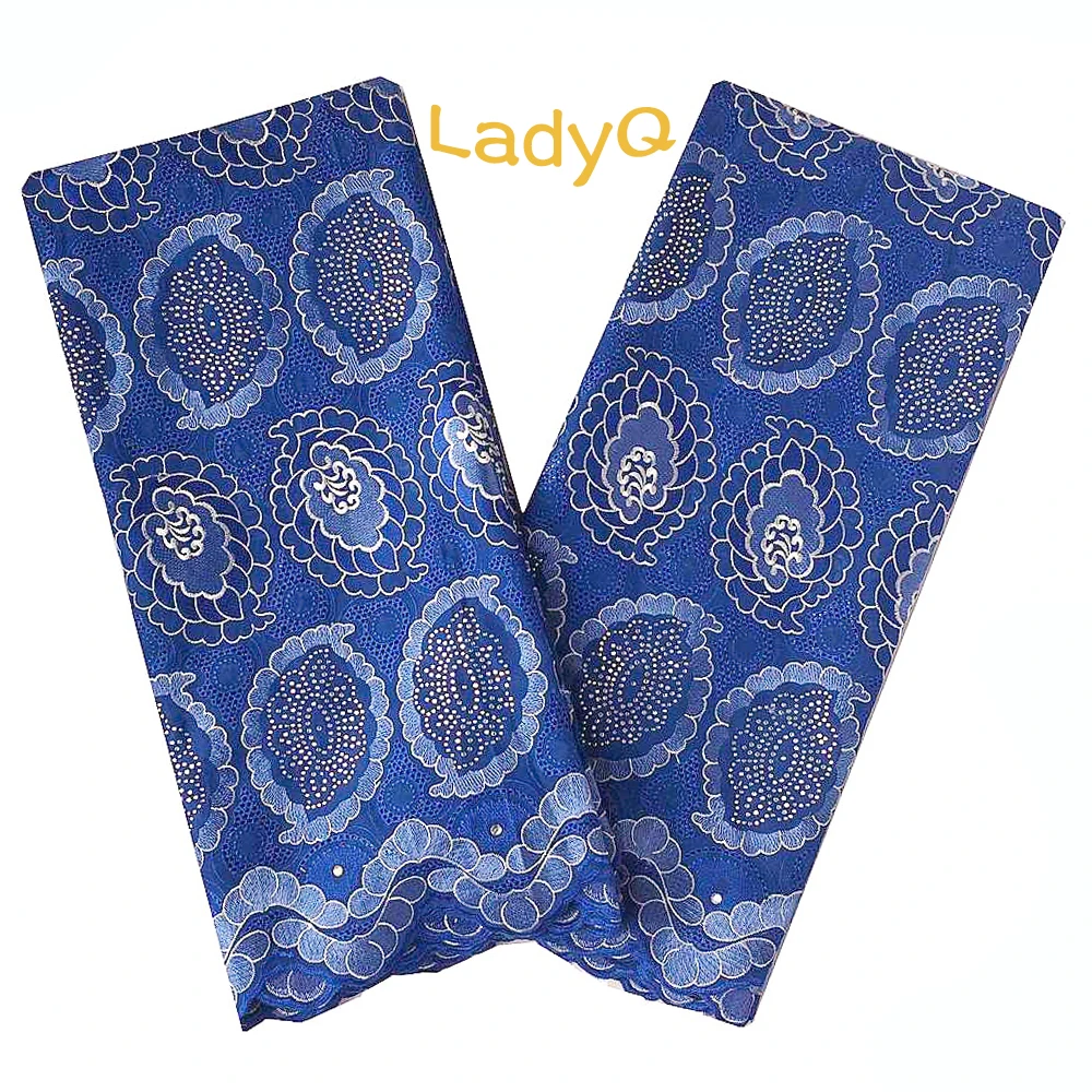High Quality Swiss Voile Lace Switzerland Cotton Materials 2019 with Rhinestones 5 Yard Nigerian Fabric White|Кружево| |