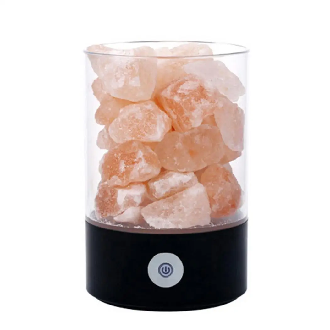 Night White Himalayan Light Salt Lamp 780g Crystal M2 Natural Negative Ion Cylindrical Charging 36V Black USB | Лампы и освещение