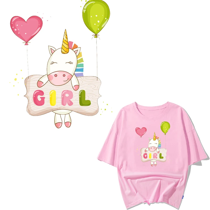 

Cartoon Unicorn Patch Iron on Transfer Letter Patches for Girl Clothing DIY T-shirt Applique Stickers on Clothes Thermal Press
