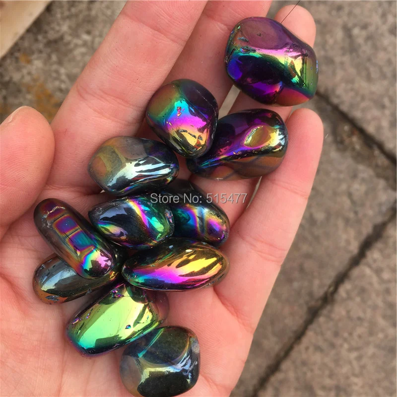 Piedras de cristal de cuarzo con revestimiento de titanio, Aura arcoíris, 100g, venta al por mayor