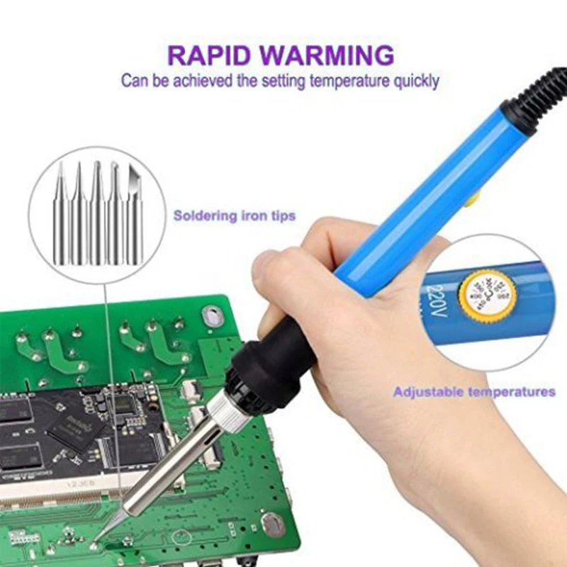220 В 60 Вт ЕС вилка Регулируемая температура Электрический паяльник Комплект