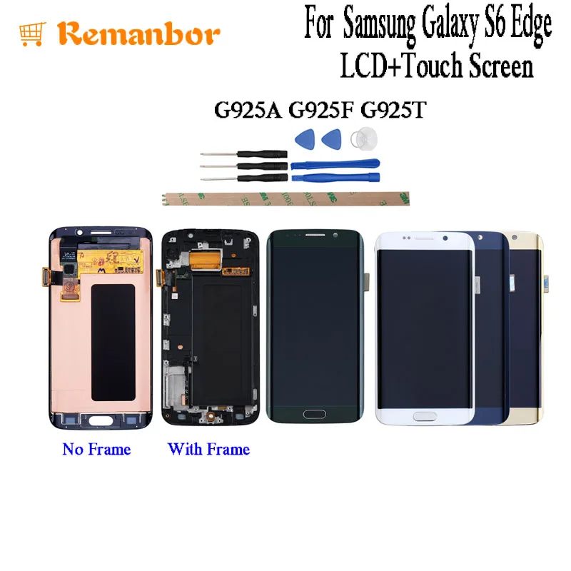 Remanbor для Samsung Galaxy S6 Edge g925a g925t G925F ЖК дисплей Дисплей и Сенсорный экран с рамкой