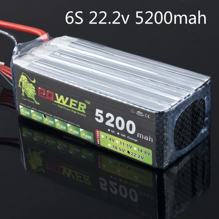 

LION POWER 6S lipo battery 22.2v 5200mah 35c rc helicopter rc car rc boat quadcopter remote control toys 6s Li-Polymer battey