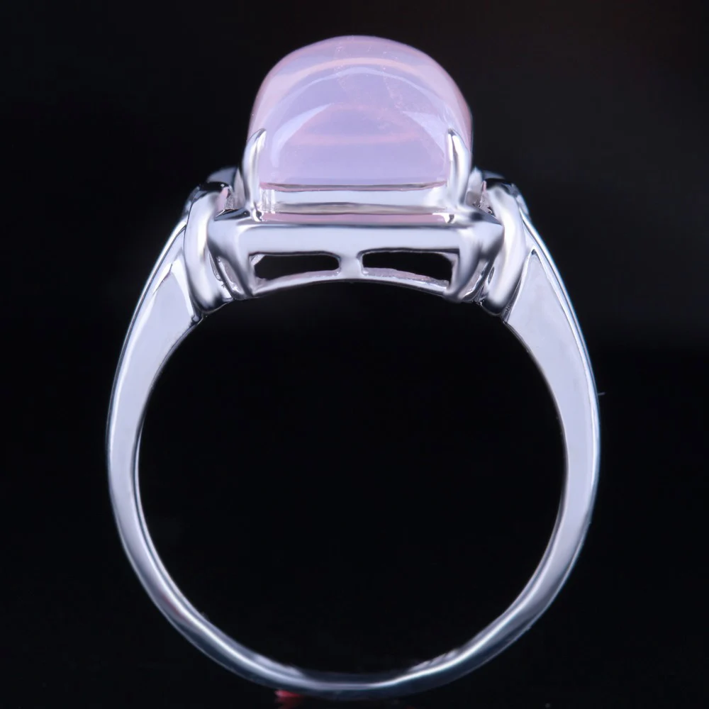 Женское кольцо из серебра 925 пробы с розовым кварцем 10x8 мм|cushion cut engagement|ring whitering gold